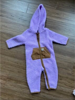 Carhartt Lavender Sherpa Hooded One-Piece with Tan Pocket Trim